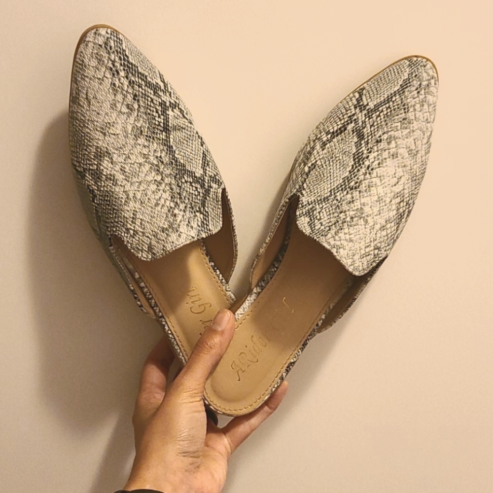 Snake print mules